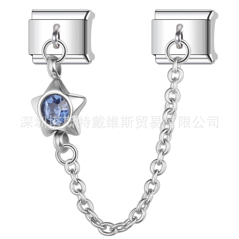 Wholesale Italian Modular Starry Sky Rhinestone Chain Bracelet,  Stainless Steel Electroplated,  Chic Jewelry Accessory for Everyday Wear