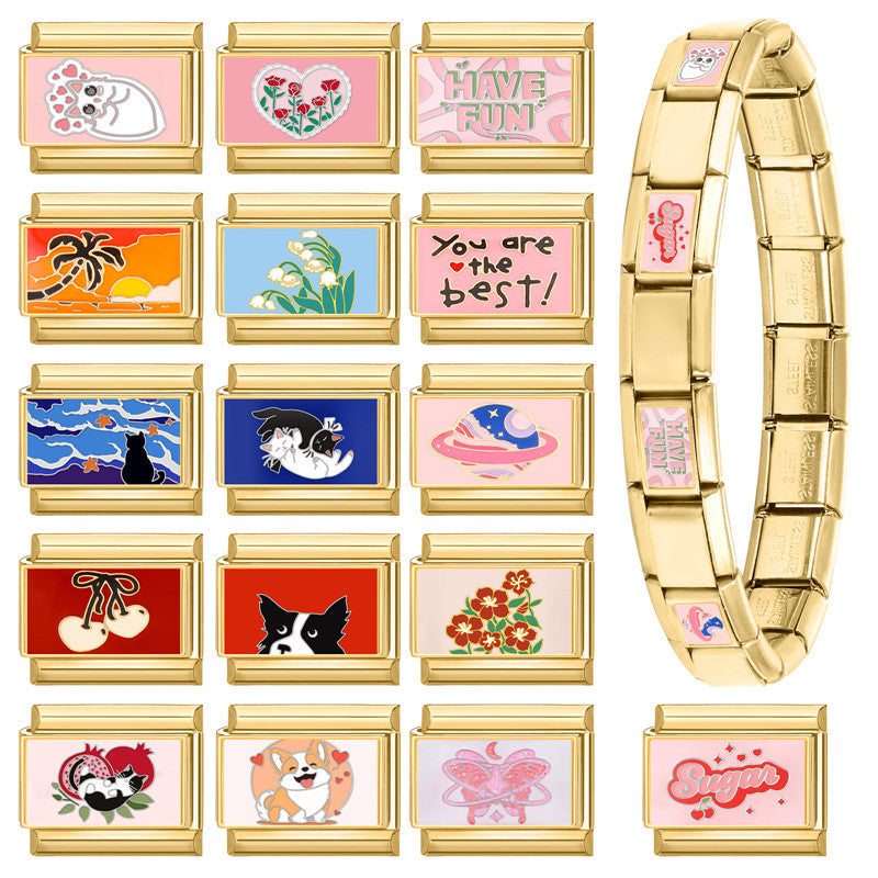 Wholesale Italian Charm Bracelet 9mm DIY Splicing Cute Creative Stainless Steel Composable Bracelet