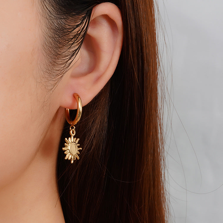 Wholesale Sun Stainless Steel 18K Vacuum Gold Plated Earrings