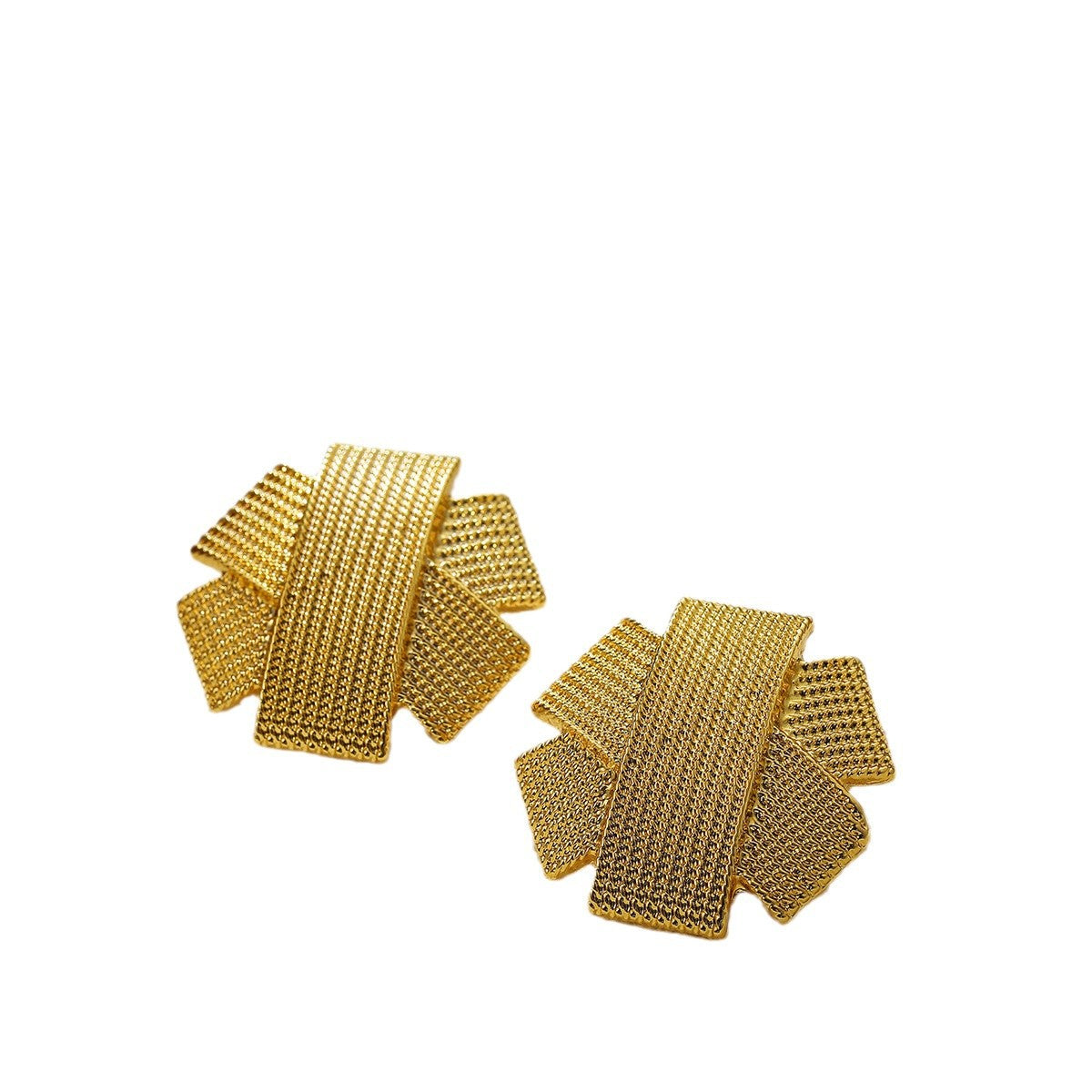 Wholesale  18K Gold Fireworks Shape Pleated Exaggerated Large Earrings