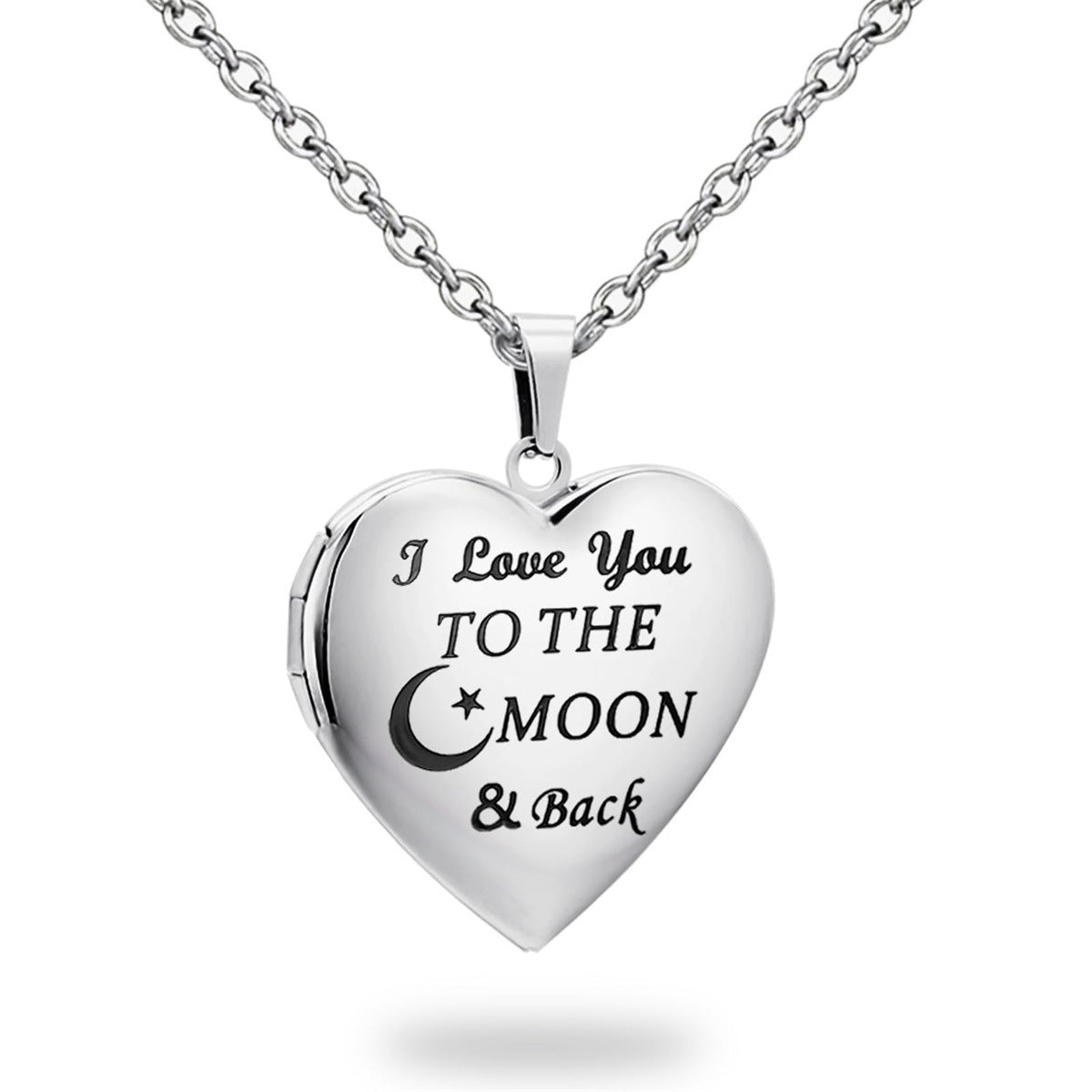 Collana apribile all'ingrosso in acciaio inossidabile con scatola per foto d'amore in argento