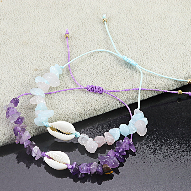 Wholesale gravel shell bracelet Opal amethyst stone bracelet