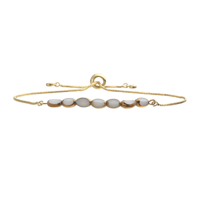 Wholesale Trendy Minimalist Adjustable Crystal Bracelet Gold Plated Copper With Heart Shaped Lake Blue Beads Fashion Jewelry Accessory For Wedding