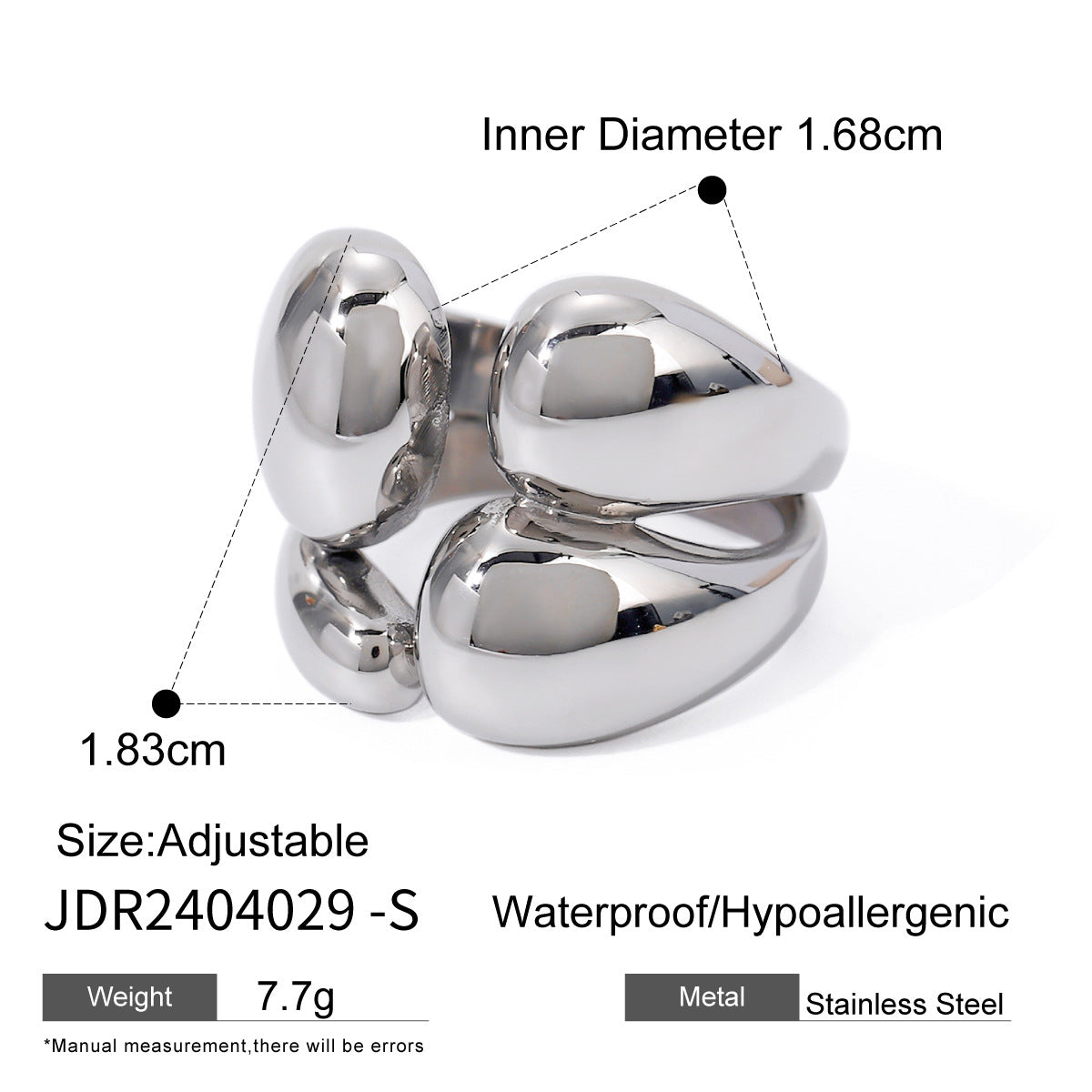 Wholesale  18k gold stainless steel ins wind line double smooth ring