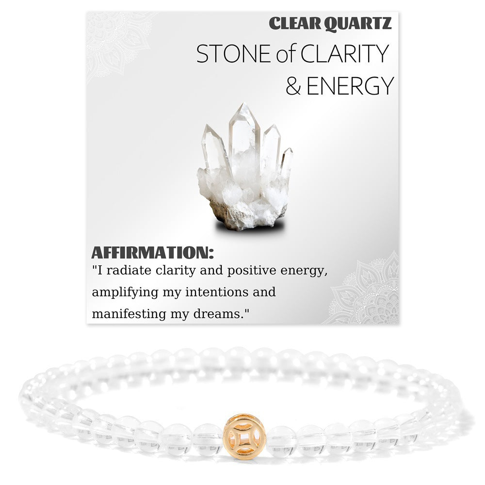 Wholesale Natural Crystal Bracelet 4mm Handmade Beaded Copper Bracelet