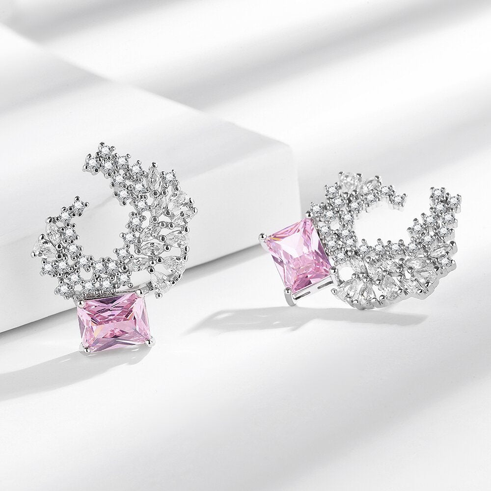 Wholesale Pink Zircon Copper Earrings ACC-ES-BLX003