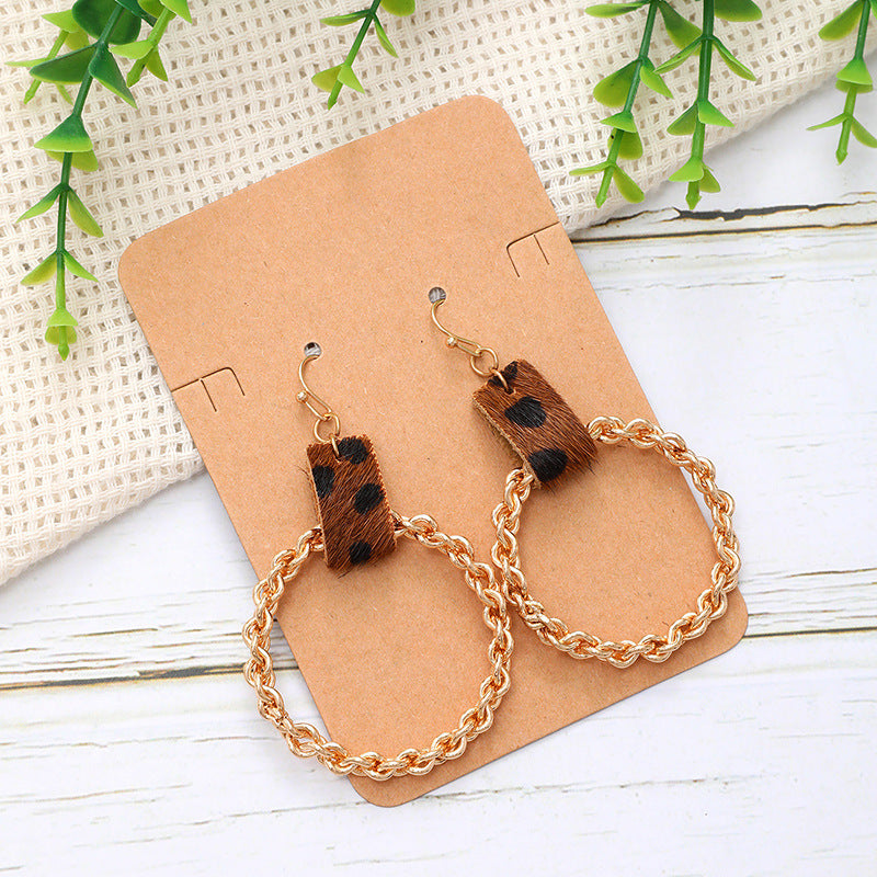 Wholesale Summer Holiday Style Iron Plus Leather Material Prom Party Hoop Earrings