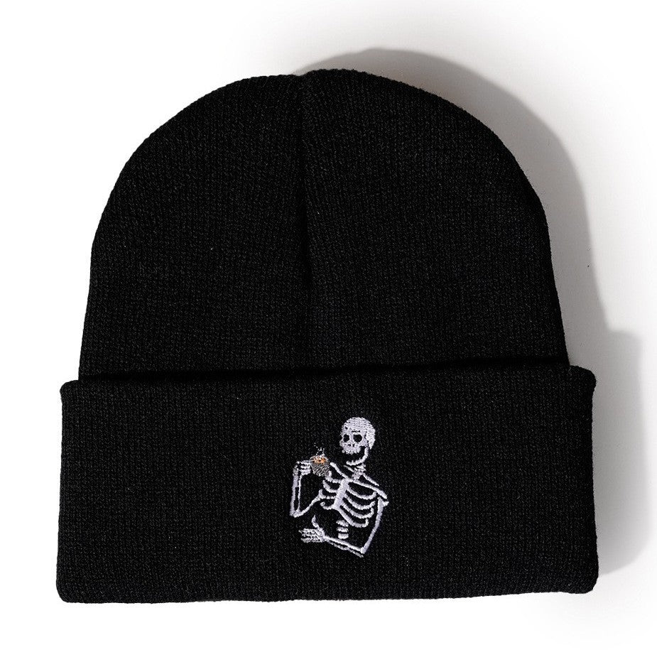 Wholesale  horror skull series embroidered knitted hat
