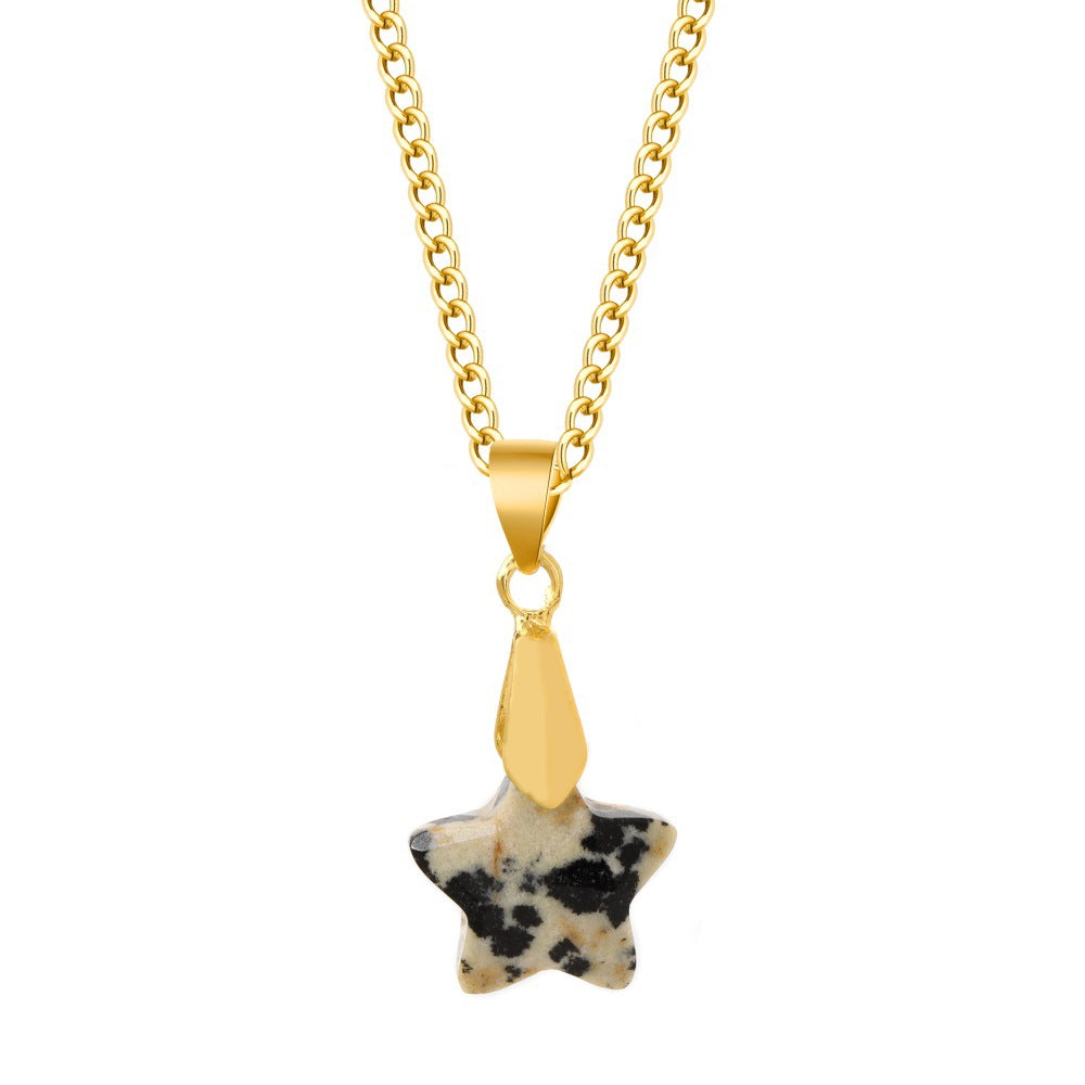 Wholesale Crystal Five Point Star Pendant Necklace Stainless Steel Women' s Jewelry Gift