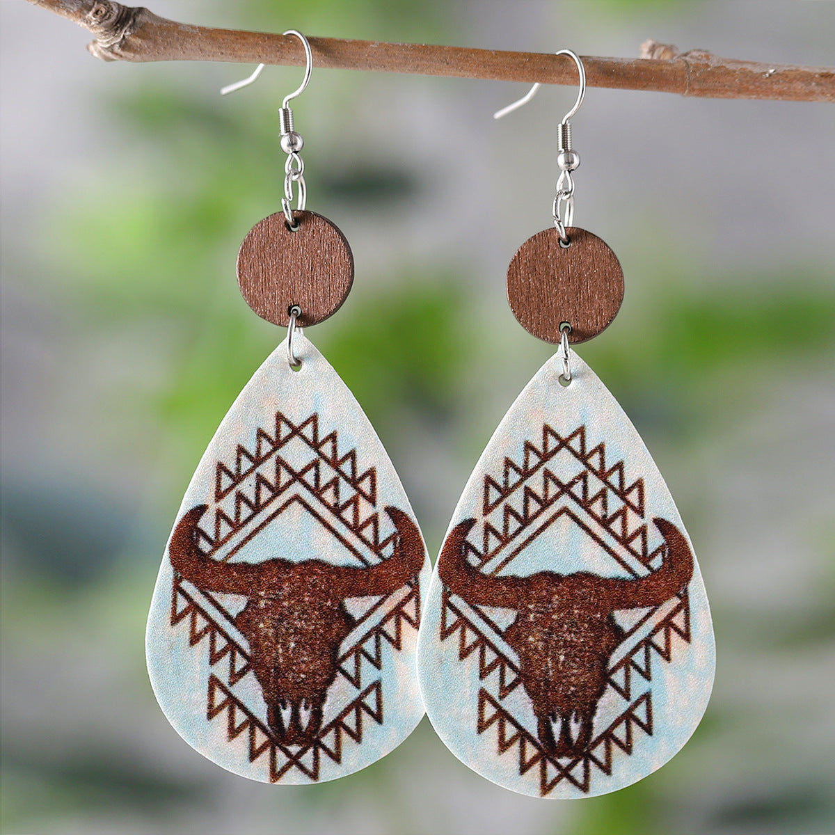 Wholesale Ethnic Style Bull Head Disc Splicing Water Drop Earrings ACC-ES-ChuLian111
