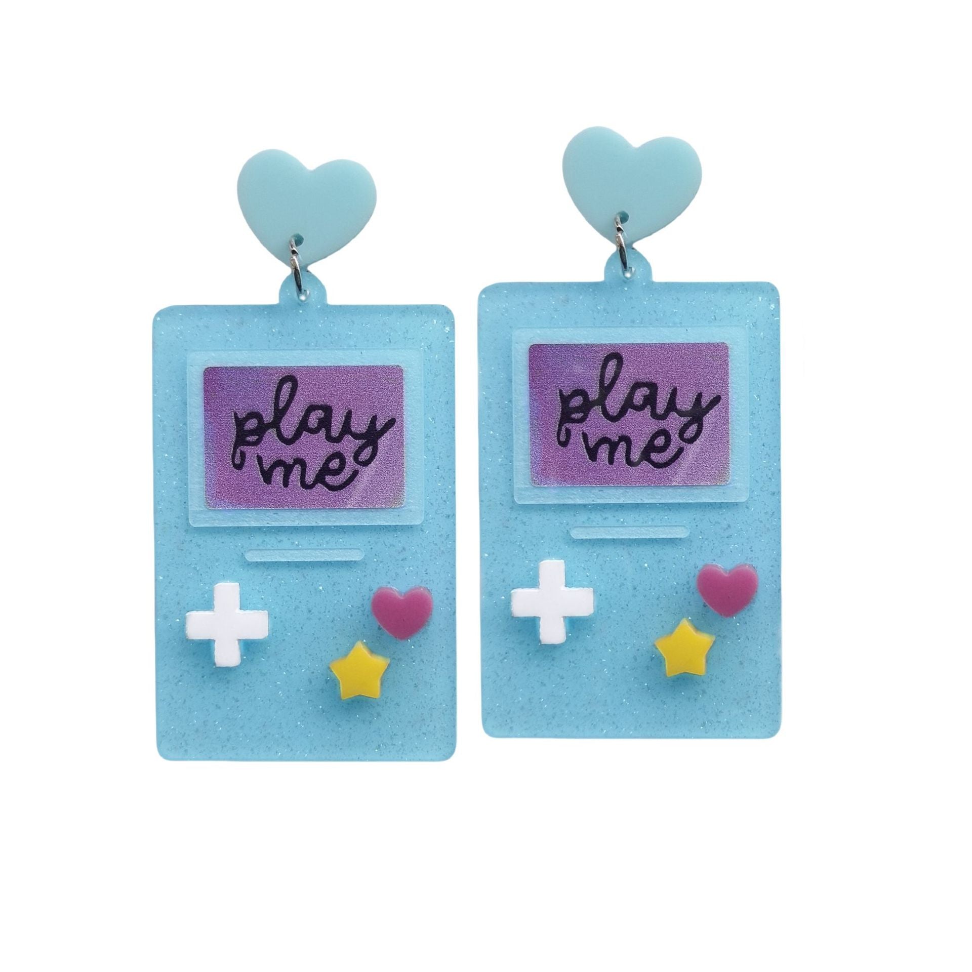 Wholesale Acrylic colorful English letter five-pointed star game console earrings