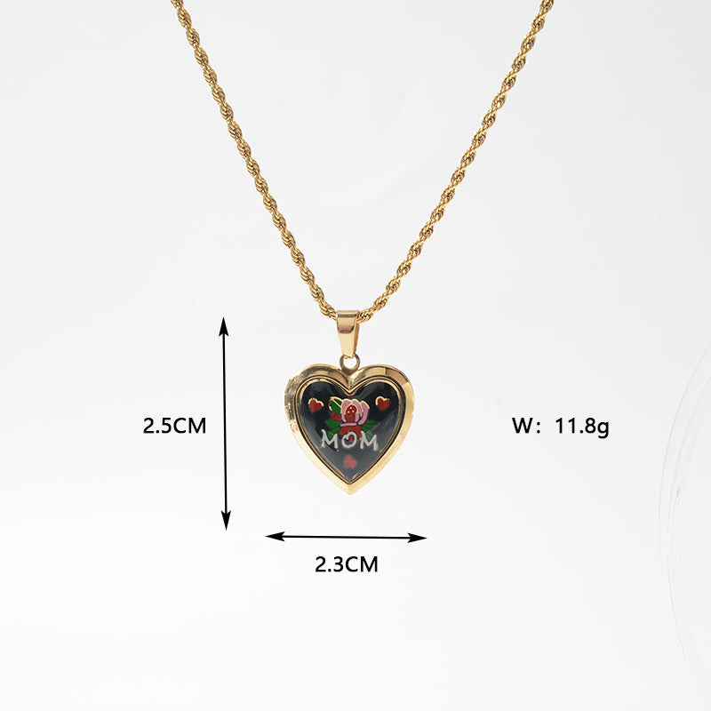 Wholesale Stainless Steel Love photo box necklace