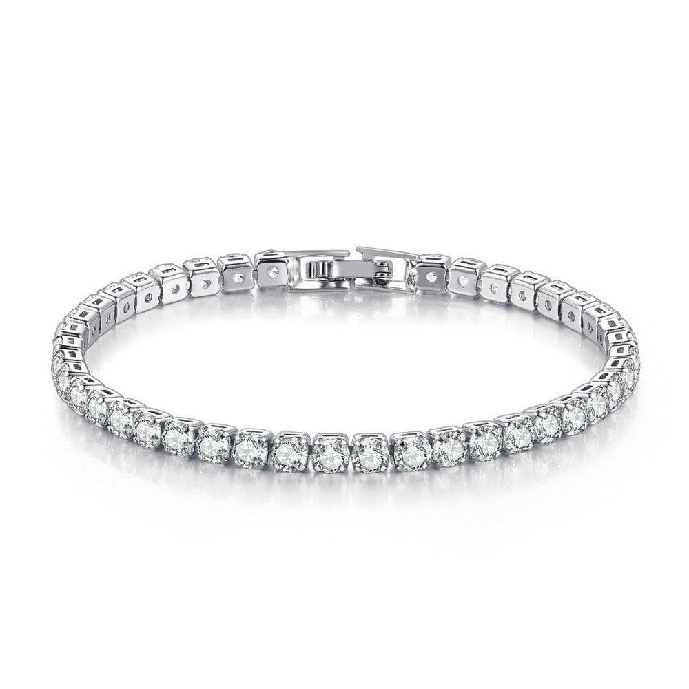 Wholesale Zircon Tennis Bracelet Women S Single Row Platinum Tone Fashion Jewelry Accessory Boutique Resale Gift