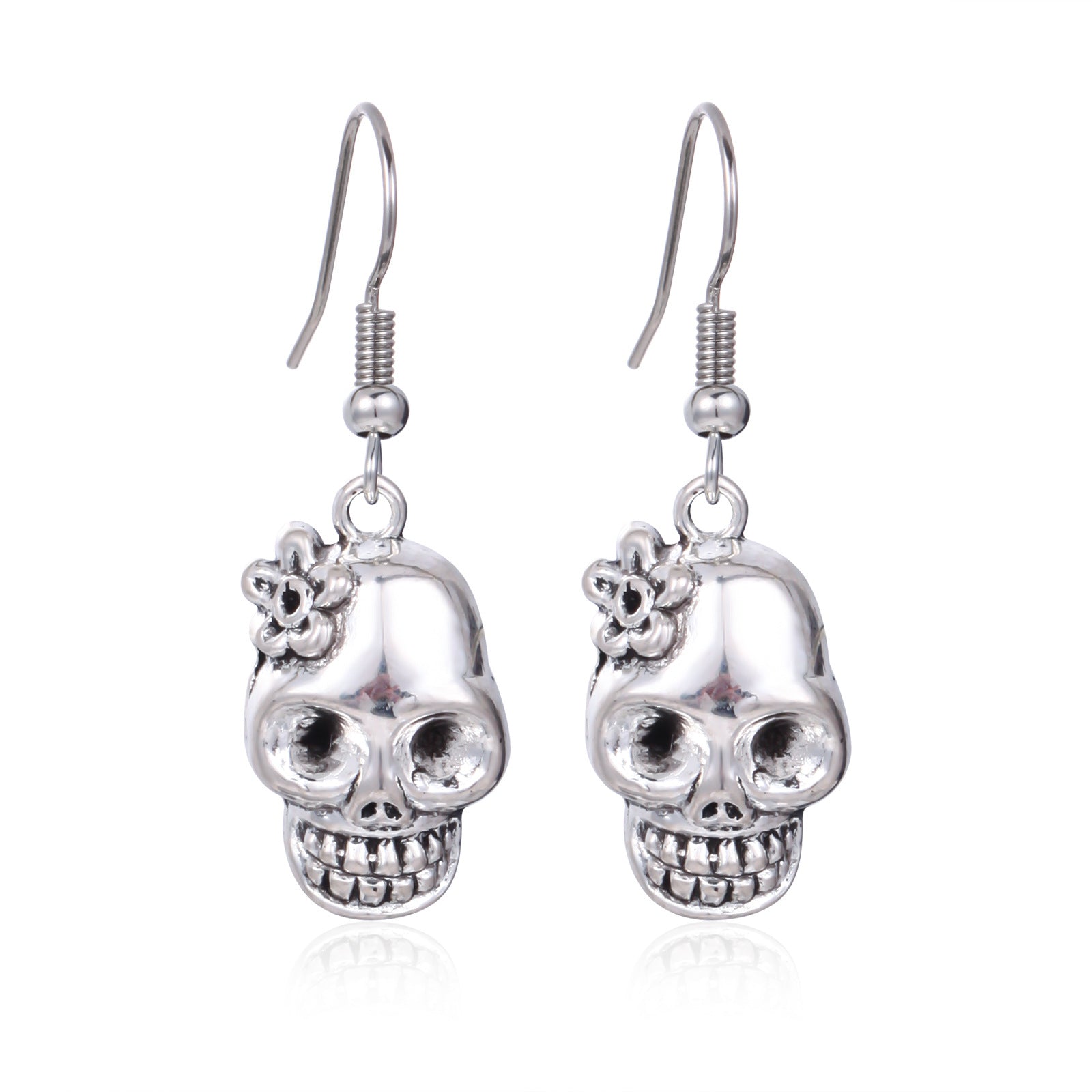 Wholesale  Diamond-Encrusted Zinc Alloy Cat Pumpkin  Web Skull Earrings