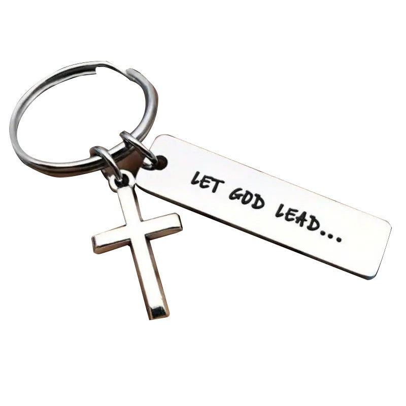 Wholesale Engraved Cross Stainless Steel Keychains ACC-KC-JinZhu009