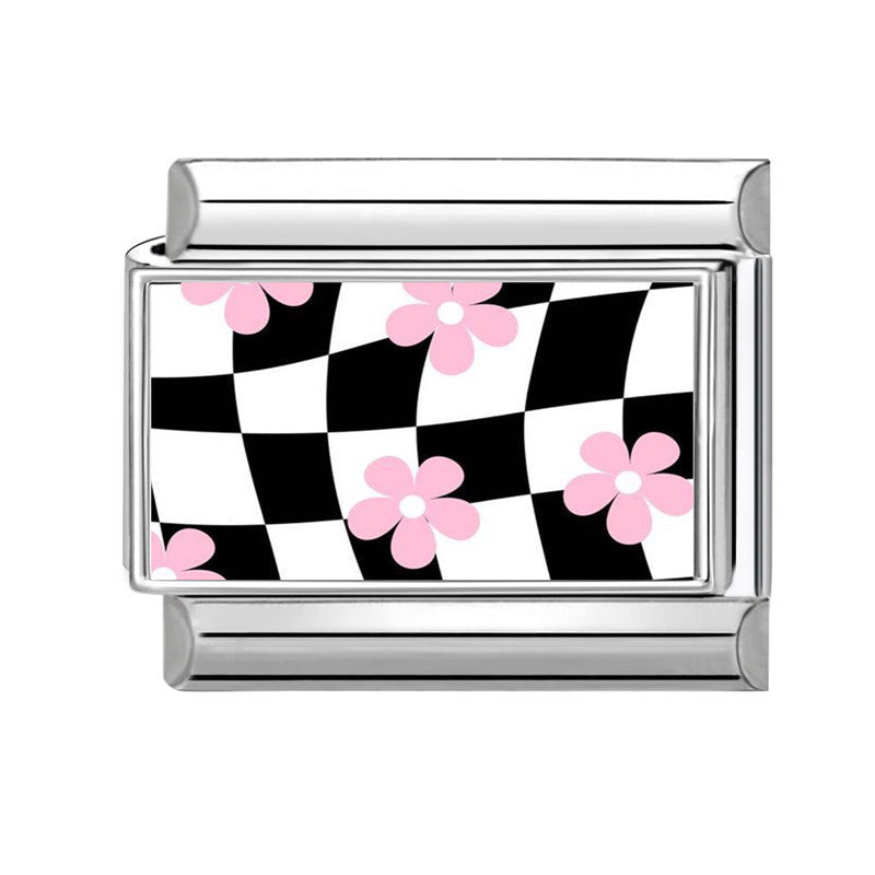 Wholesale Italian Charm Bracelet 9mm DIY Splicing Pink Stainless Steel Composable Bracelet