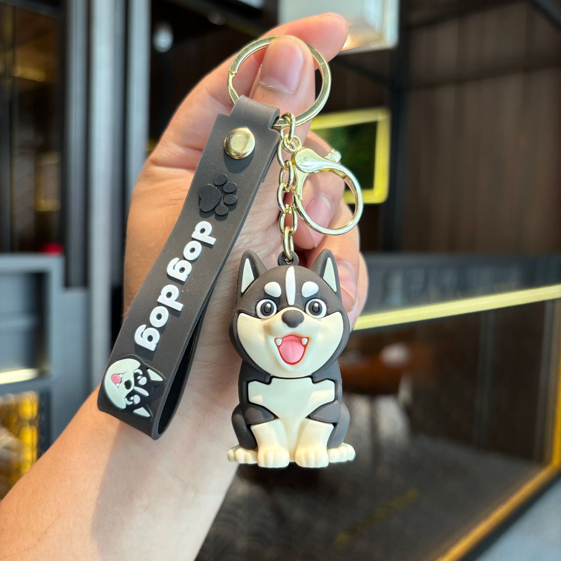 Wholesale Cartoon Husky Dog Keychain - Soft PVC 3D Bag Charm and Car Key Accessory
