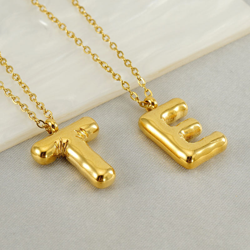 Wholesale Titanium Steel glossy bubble letter necklace