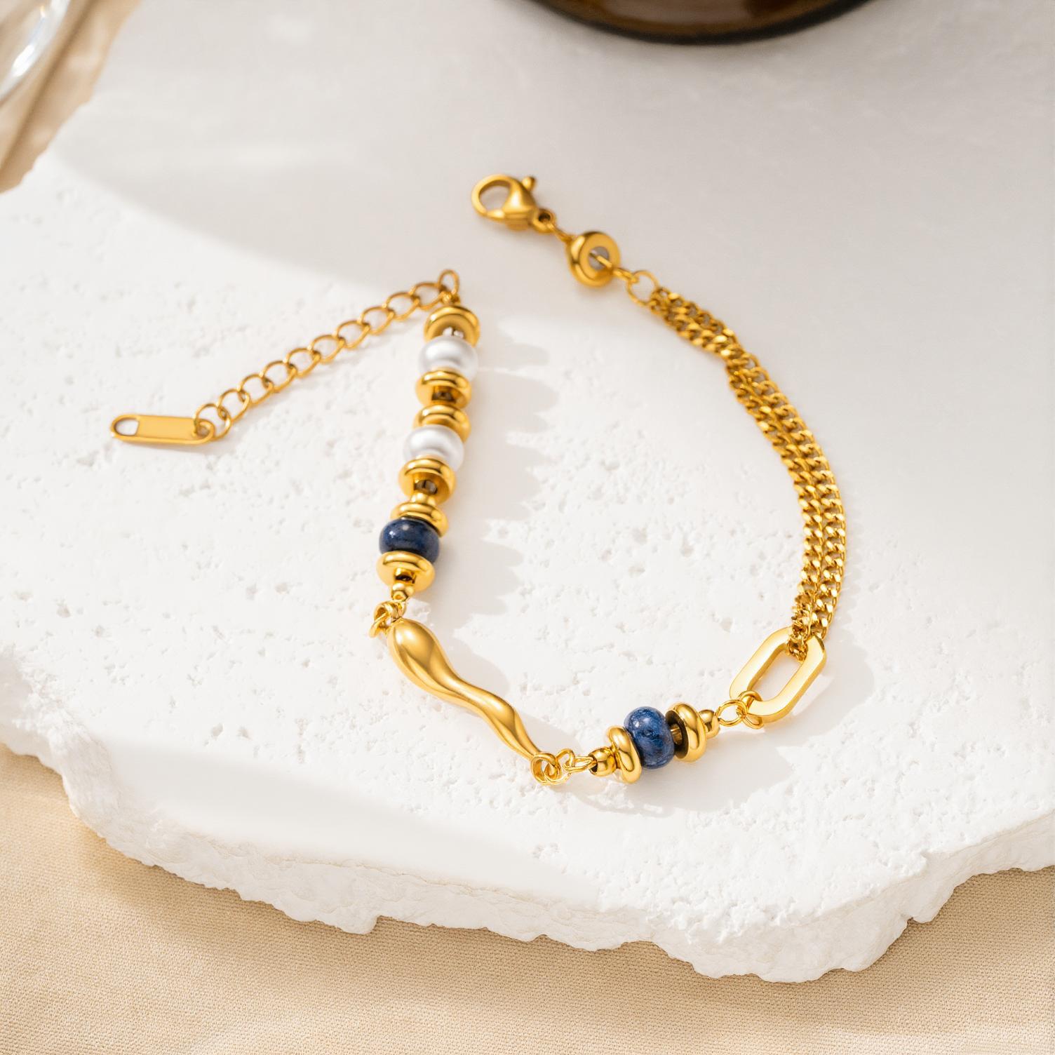 Wholesale Geometric Bead Bracelet Stainless Steel Gold Plated Unisex Gift Everyday Wear