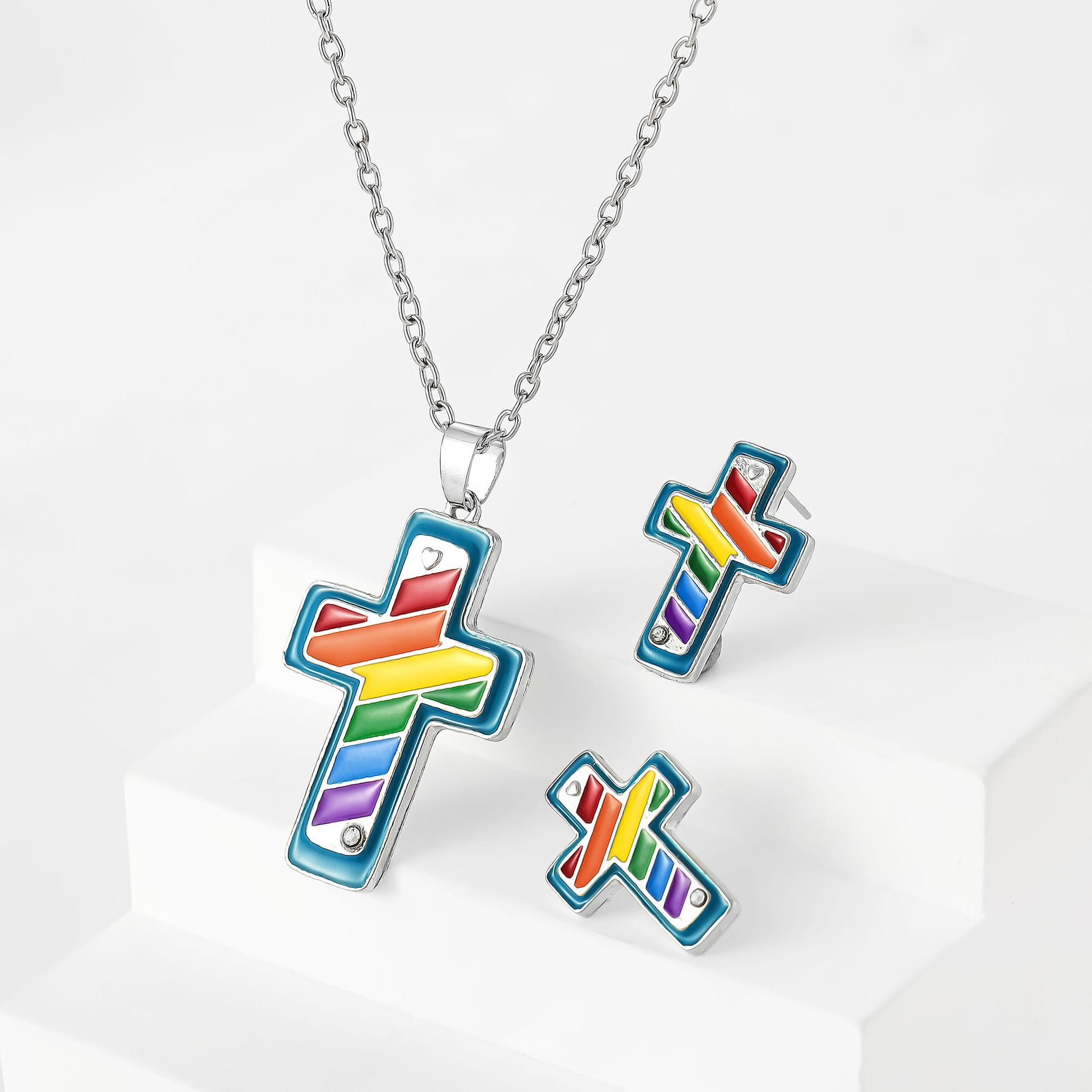 Wholesale Personalized Water Drop Oil Cross Necklace Earrings