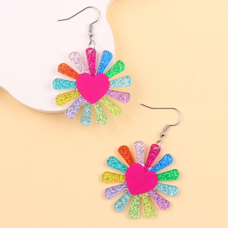 Wholesale Flower Rainbow Slipper Acrylic Earrings