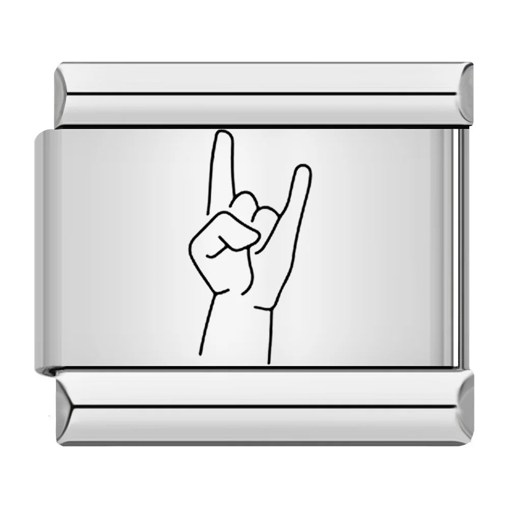 Wholesale Italian Charm Bracelet 9mm DIY Gesture Pattern   Creative Stainless Steel Composable Bracelet