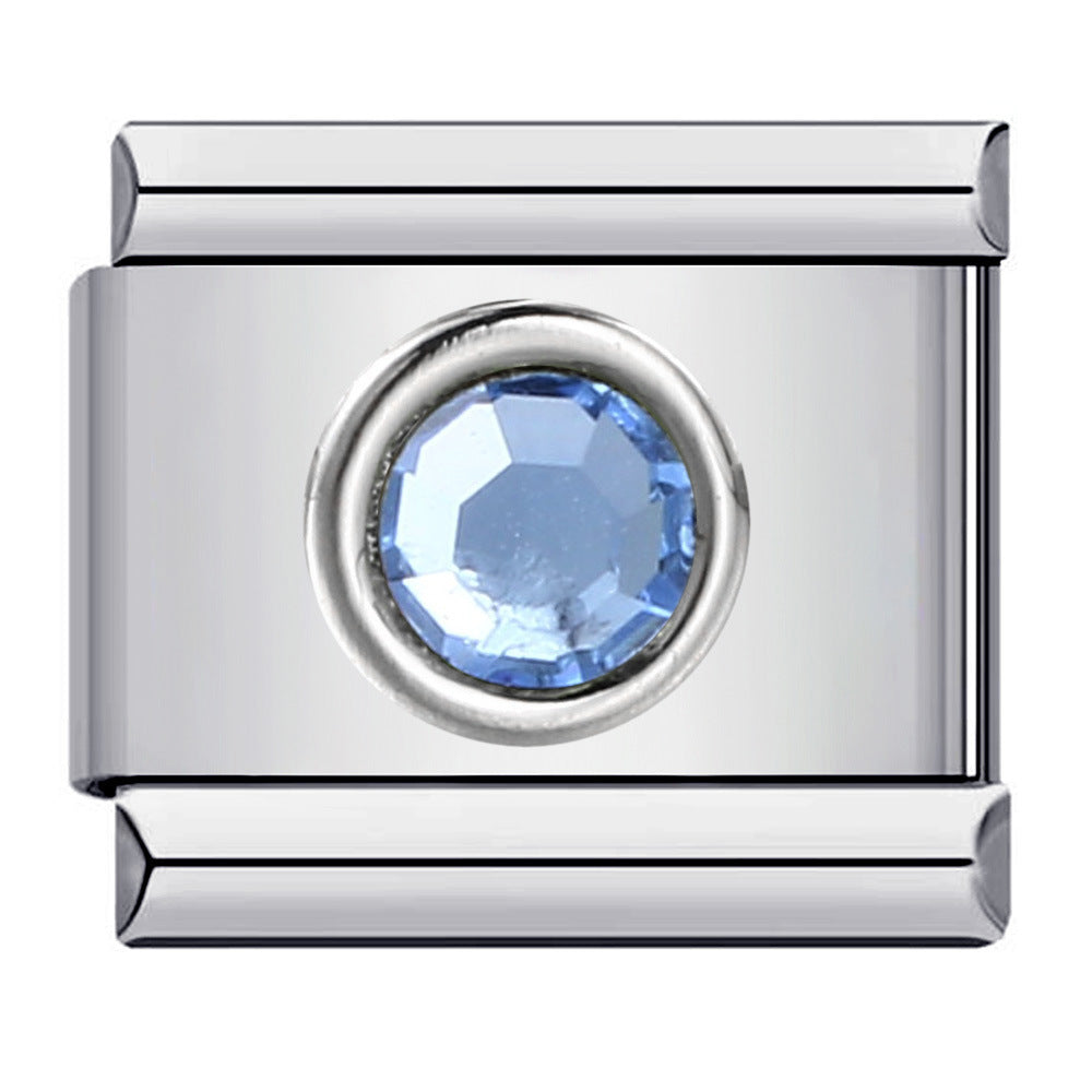 Wholesale Italian Charm Bracelet 9mm DIY Splicing Removable Circle Colored Stone Stainless Steel Composable Bracelet