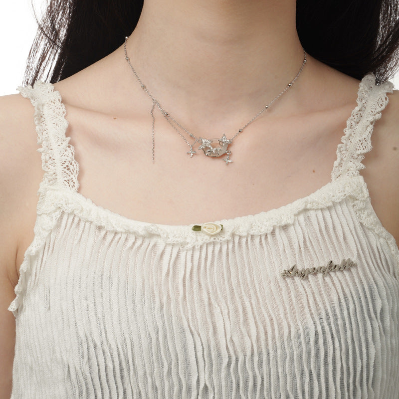 Wholesale Light Luxury S925 Sterling Silver Peace Buckle Special-shaped Butterfly Necklaces ACC-NE-YWE002