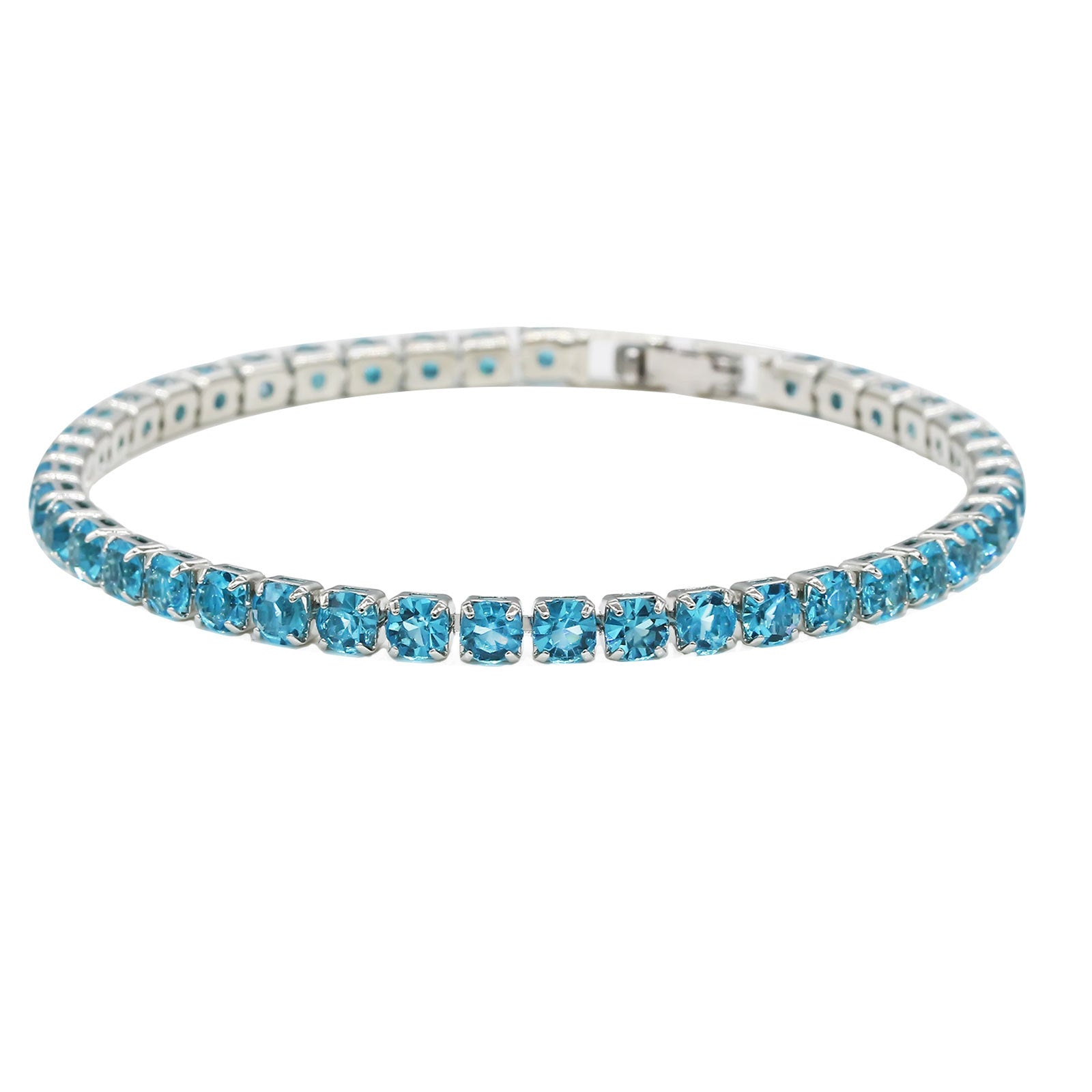 Wholesale Stylish Alloy Tennis Bracelet Geometric Rhinestone Design Platinum White Finish 17Cm Unisex Everyday Jewelry Gift