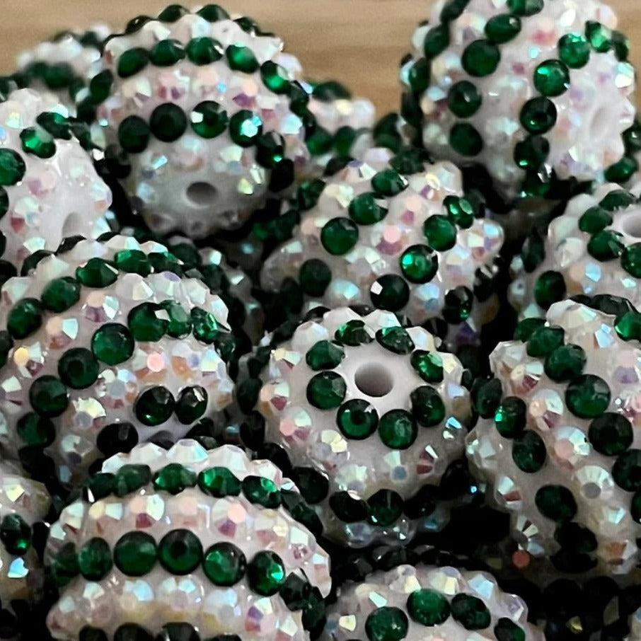 Wholesale 5pcs 16-22MM Resin Diamond Balls Dark Green and White Stripes Diamond Ball Beads ACC-BDS-NiJia053
