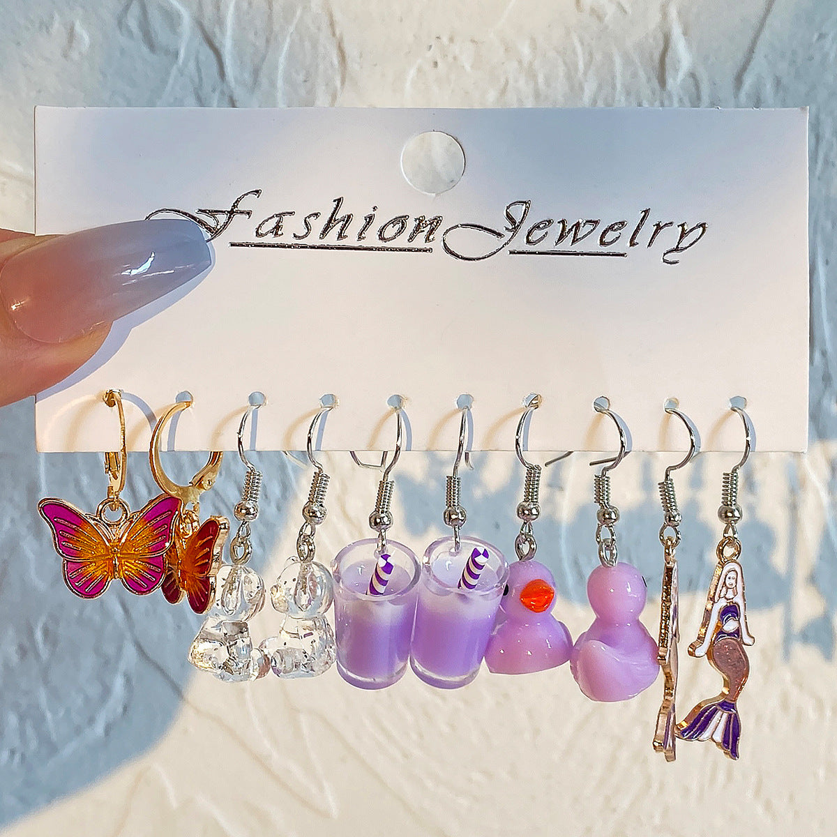 Wholesale 5pcs/set color acrylic earrings  white cloud flower earrings