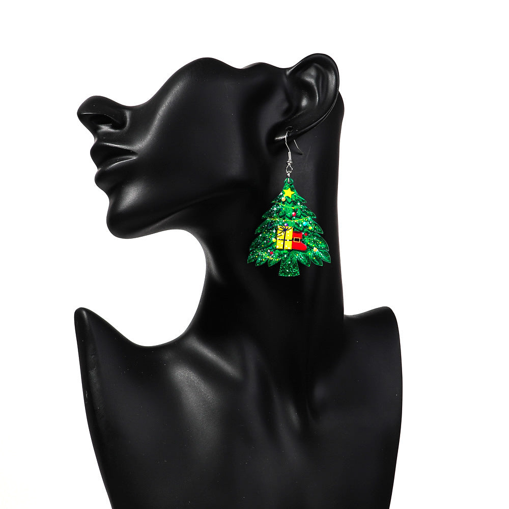 Wholesale Christmas Festival Snowflake Elk Christmas Tree Acrylic Earrings