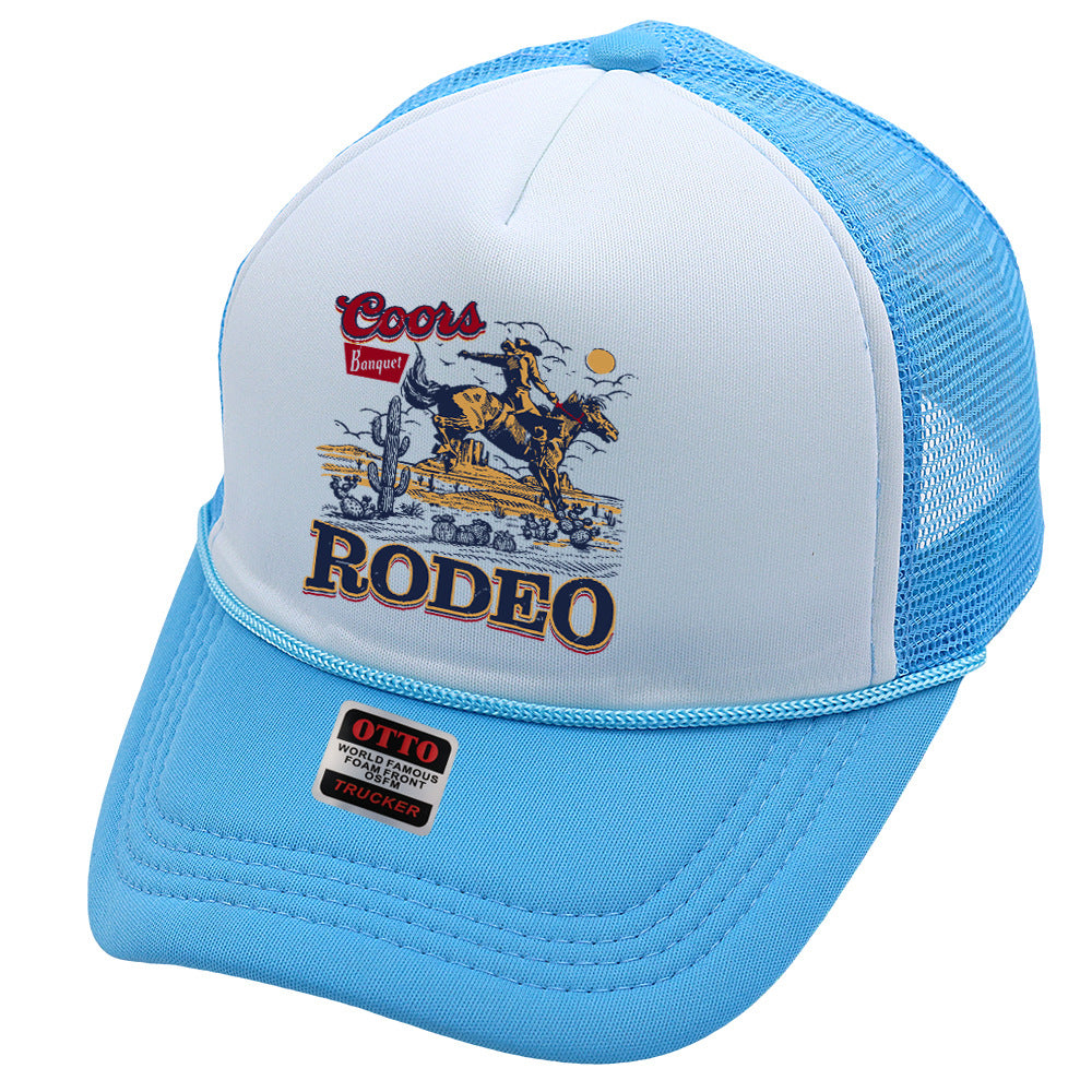 Wholesale Trucker Hat Denim Print Sponge Mesh Cap Baseball Cap ACC-HT-HaiPu015