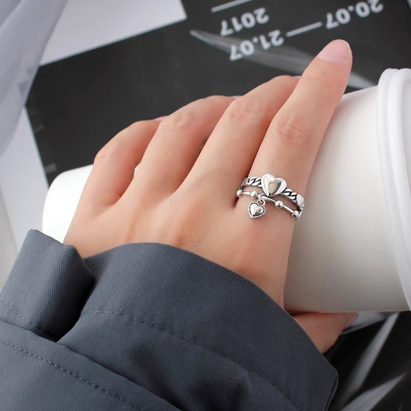 Wholesale Vintage distressed 925 silver heart ring