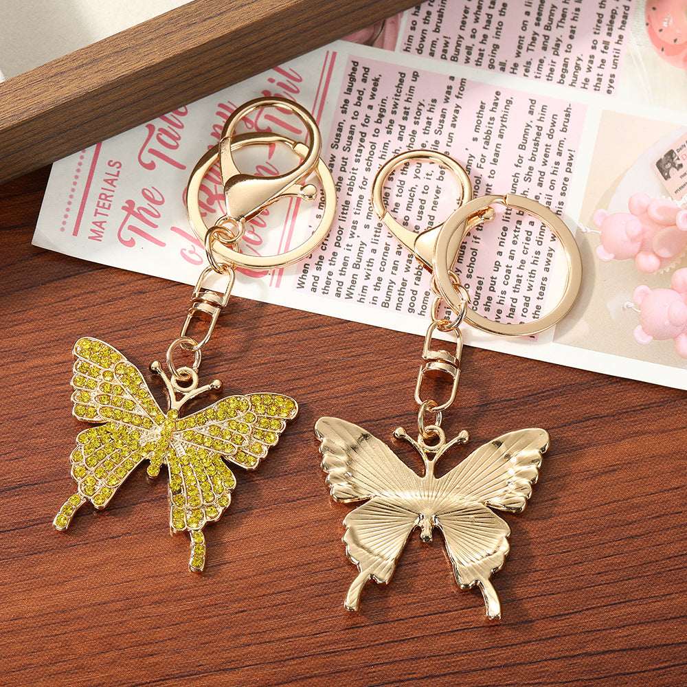 Wholesale Zinc Alloy Butterfly Rhinestone Keychain,  Stylish Bag Charm for Women,  Everyday Use Accessory