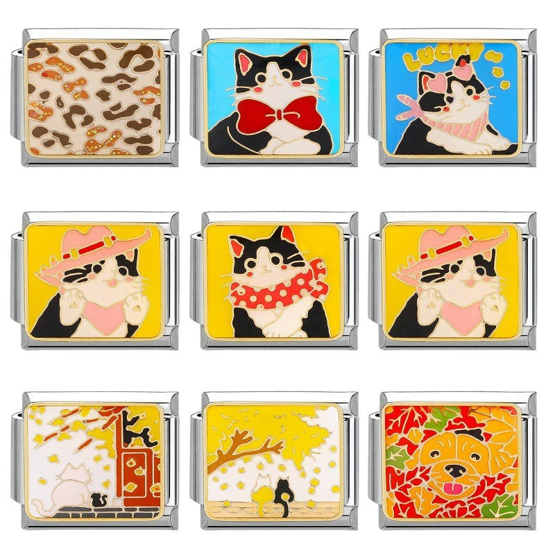 Wholesale Italian Charm Bracelet 9mm DIY Splicing Pet Blue Titanium Steel Composable Bracelet