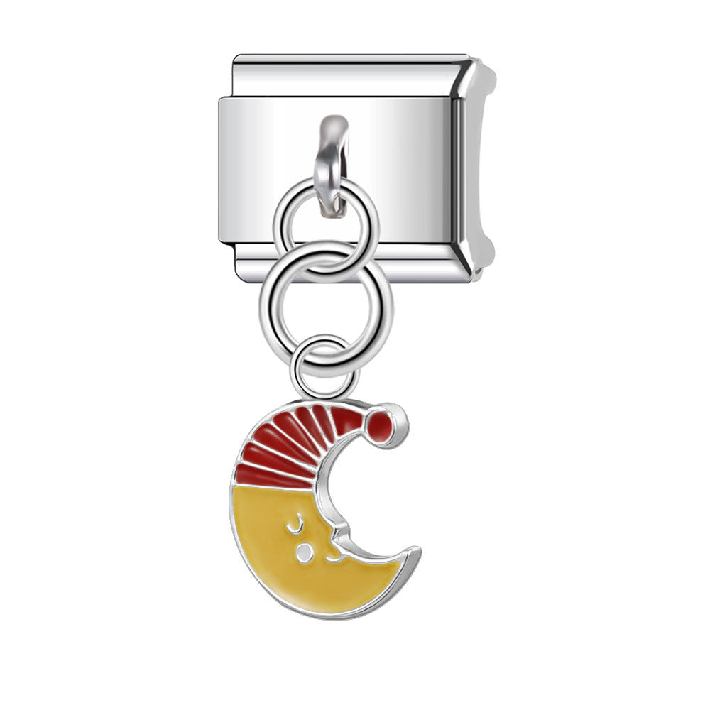 Wholesale Italian Charm Bracelet 9mm DIY Splicing Star Moon Series Stainless Steel Composable Bracelet