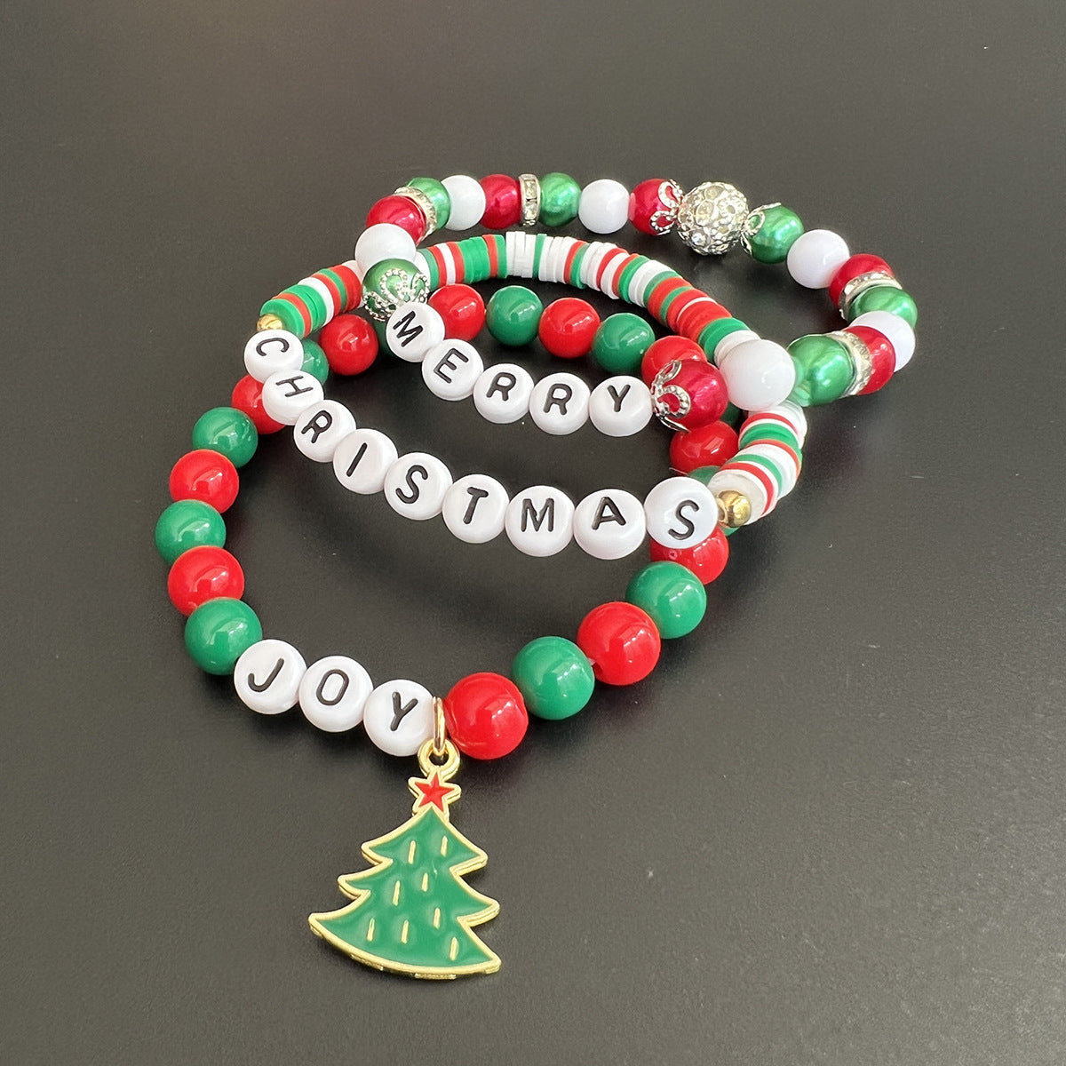 Wholesale Christmas Beaded Letter Stretch Bracelet Set ACC-BT-Nanh003
