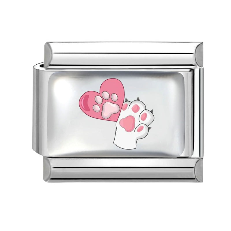Wholesale Stainless Steel Paw Print Heart Charm For DIY Bracelet Jewelry Making