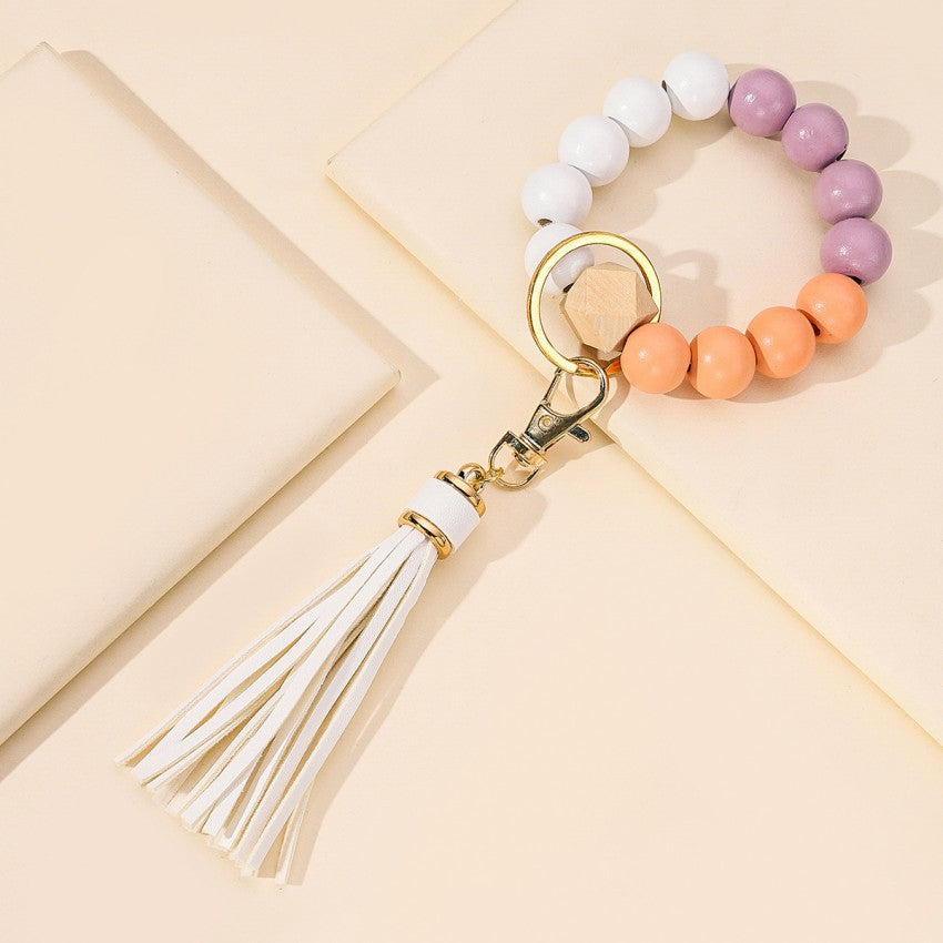 Wholesale Tassel Wood Beads Silicone Beads Bracelet Keychain