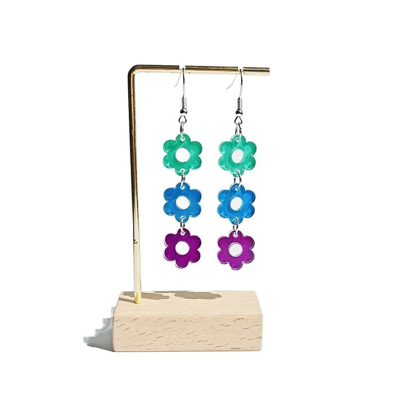 Wholesale  multi-color floret stitching pendant acrylic earrings