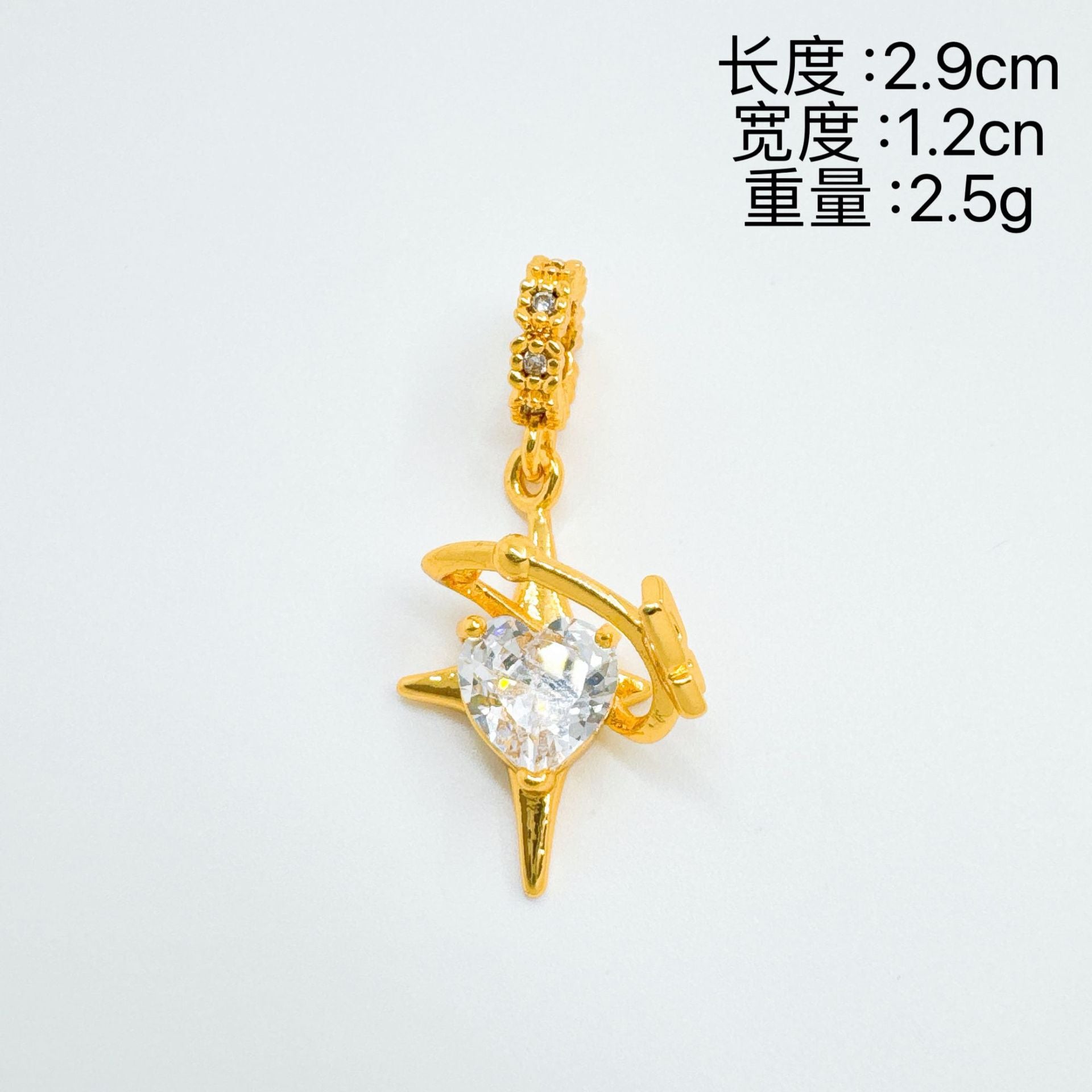 Wholesale Gold Plated Heart Cubic Zirconia Pendant Necklace Women Gift Jewelry Accessory