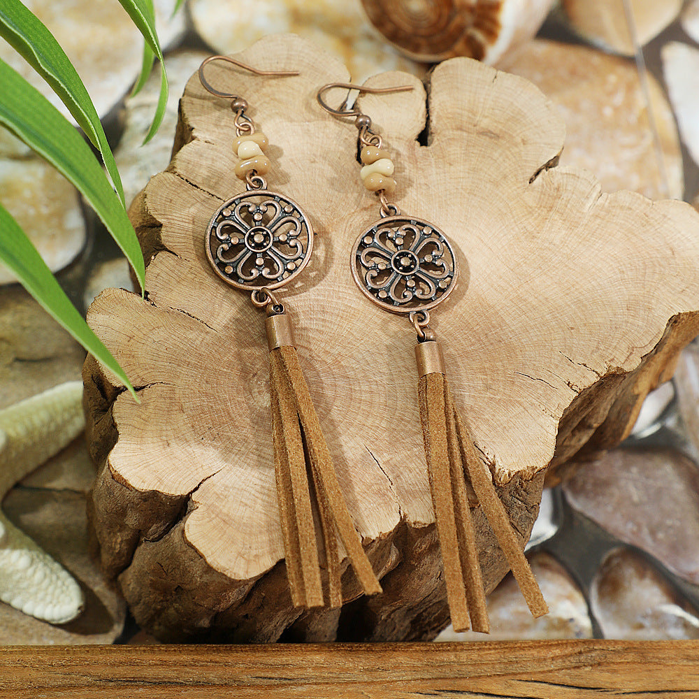 Wholesale Retro Bohemian Earrings Maillard Color Trendy Fashion Accessory for Autumn Winter