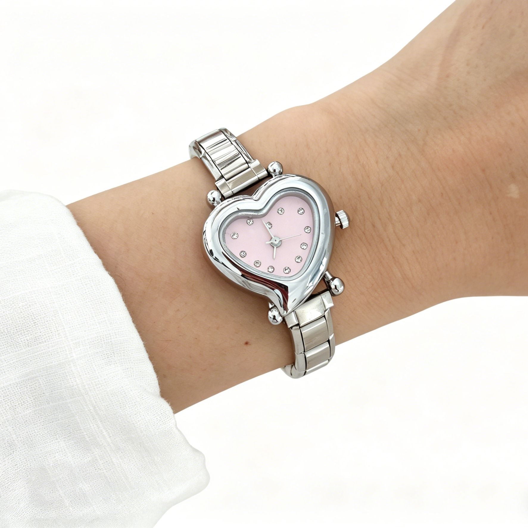 Wholesale Chic DIY Modular Quartz Watch for Women,  Stainless Steel Heart Design,  Fashion Accessory
