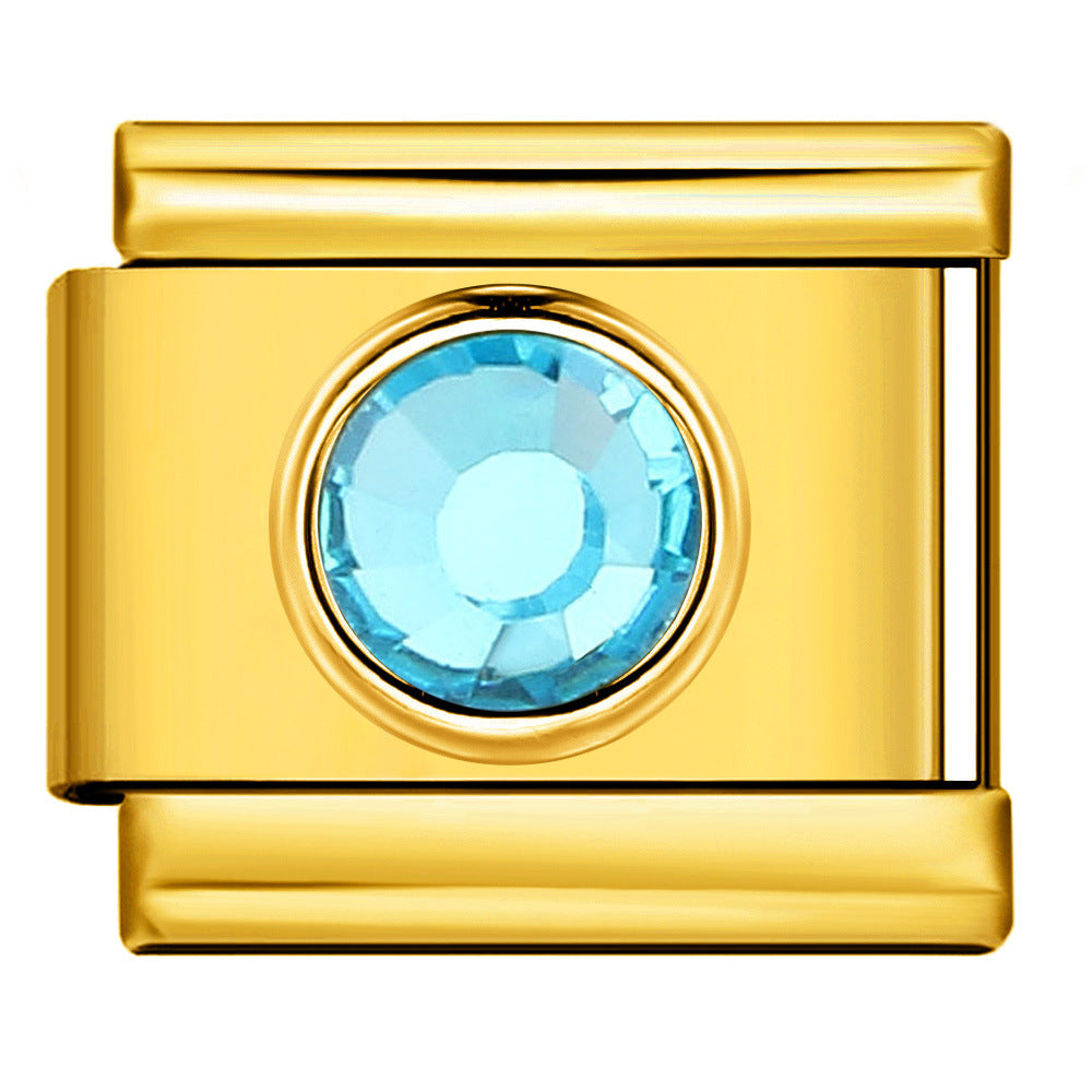 Bracelet de charme italien en gros 9 mm DIY Splicing Colorful Heart Circle Diamond en acier inoxydable Bracelet composable