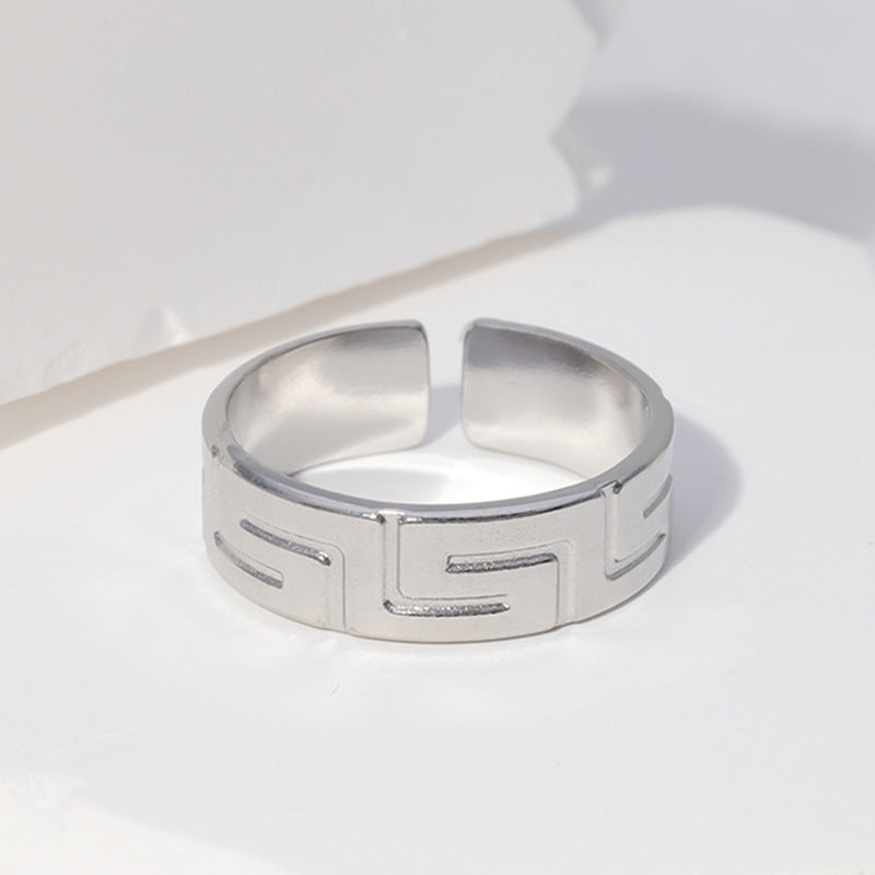 Wholesale Leaf Heart Shape Open Stainless Steel Rings ACC-RS-Manguo005