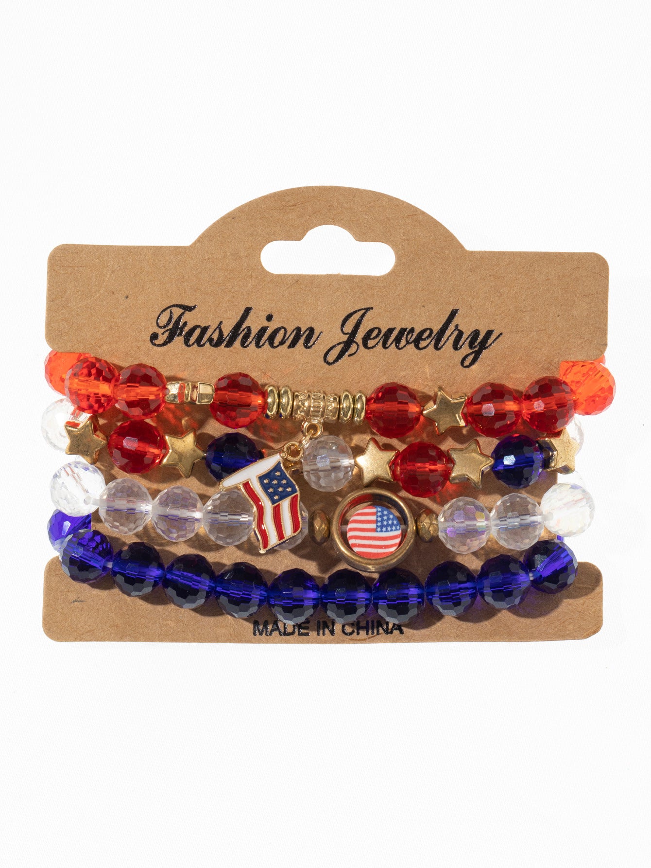 Wholesale American Flag Independence Day Multi-layer Elastic Letter Beaded Bracelet ACC-BT-Xunru002
