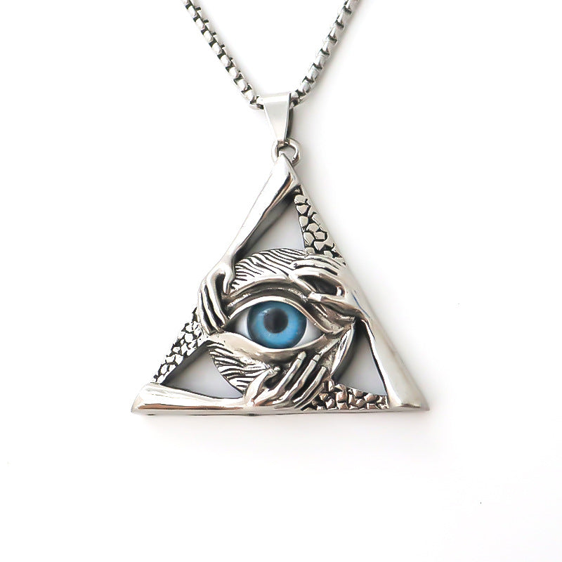 Wholesale Silver Alloy Geometric Eye Of Horus Pendant Necklace Stylish Men S Fashion Jewelry Accessory
