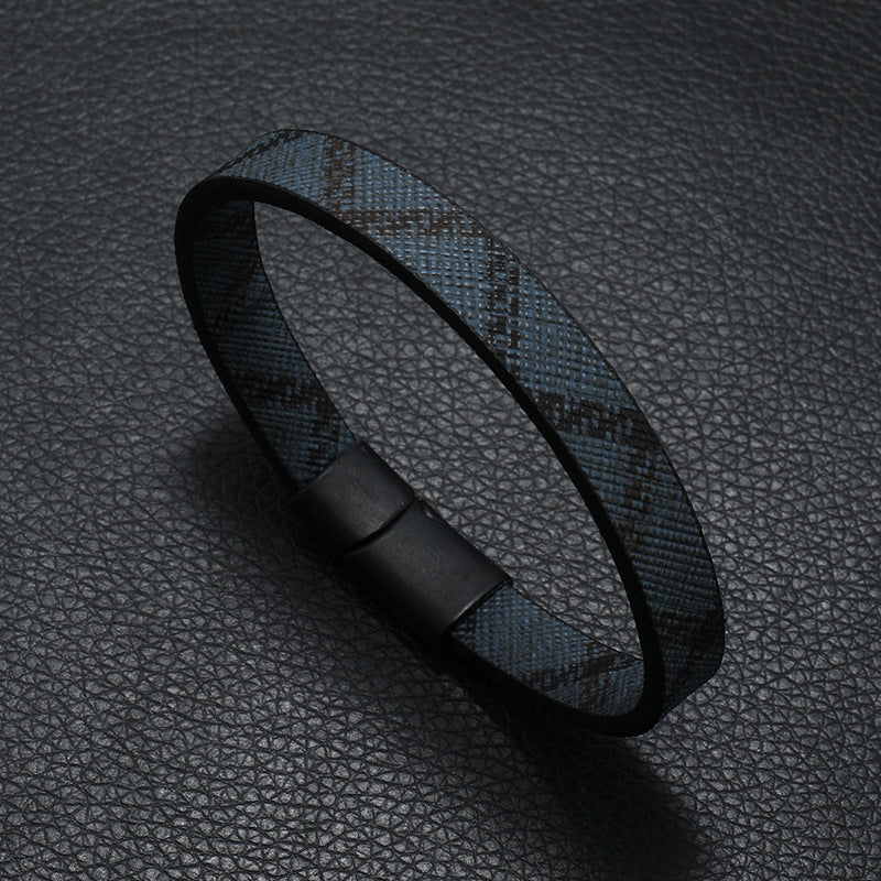Wholesale Retro Print Striped Magnetic Clasp Bracelet