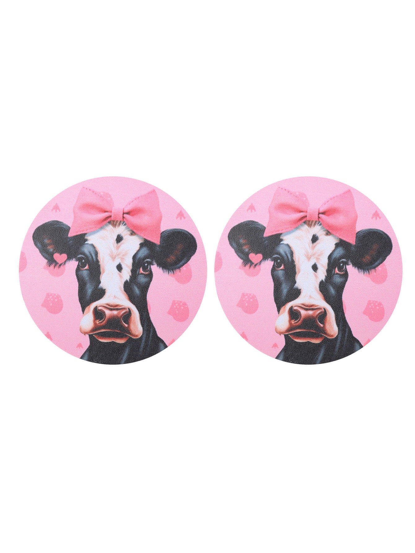 Wholesale Bow Cow Love Milk Tea Ice Cream Pattern Leather Coaster Cup Accessories ACC-CA-YTian002